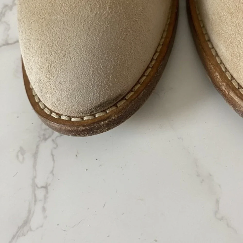 Jenni Kayne Ankle Boots Women Sz 39 (US‎ 9) Beige Suede Almond Toe Mid Heel